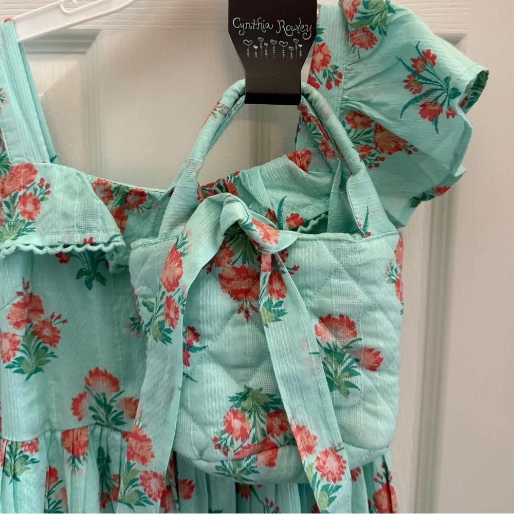 Cynthia Rowley‎ Mint Floral Sundress with Matching Quilted Bag